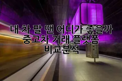 내 차 팔 땐 어디가 좋을까? 중고차 거래 플랫폼 비교분석 🚗💨