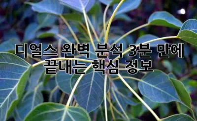 디얼스 완벽 분석: 3분 만에 끝내는 핵심 정보! 🎁